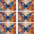 Table Placemats Set of 6, Waterproof Linen Fabric, Non-Slip Backing & Easy Clean, Elegant Dining Table Protectors for Family and Guests(Colorful Butterfly)