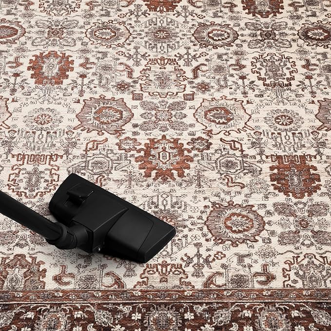 Keen Home Design 4x6 Rug - Machine Washable Area Rug with Non-Slip Backing, Ideal for Living Room, Dining Room, Bedroom - Vintage, Easy Clean, Durable, Low Pile - (4' x 6')