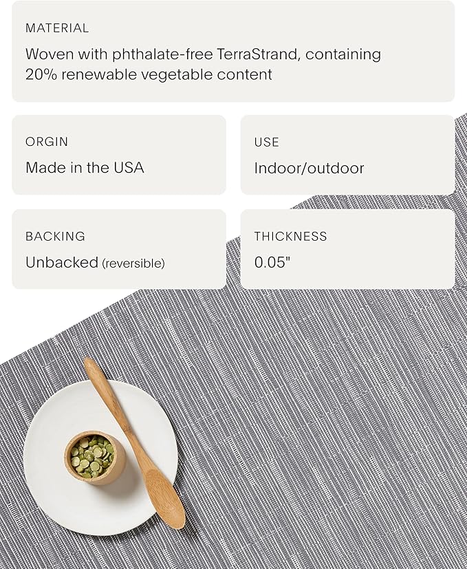 Chilewich Bamboo Placemats Set of 4 - Round Woven Placemats - Reusable, Stain-Resistant, Indoor/Outdoor Tabletop Protection - 15" - Fog