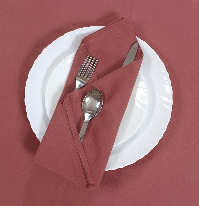 Accent Home 100% Cotton Napkins, Delicate Cloth Napkins for Dinners, Parties and Weddings，18 x 18 Inch Set of 12 - Blush