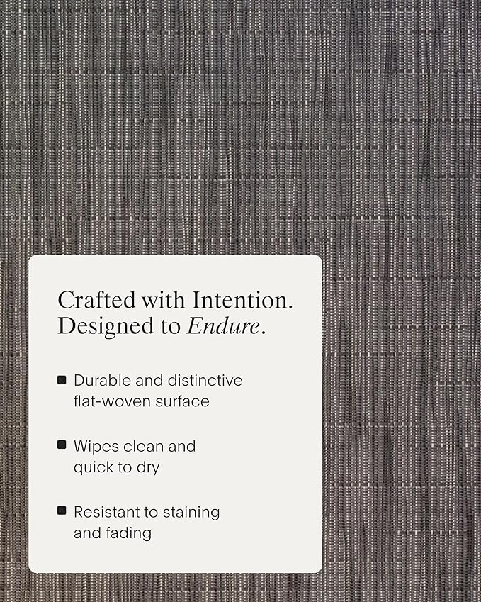 Chilewich Bamboo Placemats Set of 4 - Woven Rectangle Placemats - Reusable, Stain-Resistant, Indoor/Outdoor Tabletop Protection - 19" x 14" - Grey Flannel