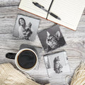 Blue Ridge Mountain Gifts - Set of 4 Custom Pet Coasters Printed with Photos of Your Cat, Memorial Gift for Cat Lovers, Square Ceramic Coaster for Pet Owners
