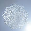 Snowkingdom 6 Pack Silver Placemats Metallic Glitter Pressed Vinyl Dinning Table Mats Decorative Round Leaf Charger for Winter Holiday Thanksgiving Christmas