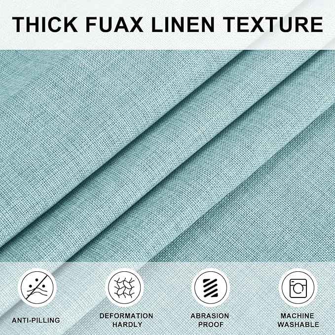 Hiasan Linen Tablecloth 80 Inch Round - Wrinkle and Stain Resistant Washable Polyester Fabric Table Cloth for Dining Room Kitchen Party, Aqua