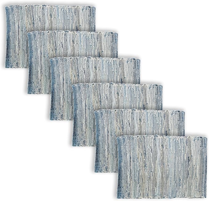 C&F Home Denim Rag 100% Cotton Vintage Boho Placemats 13" x 19" All Seasons Summer Farmhouse Country Beach Coastal Nautical Kitchen Dining Dinner Table Tabletop Table Mats Versatile Decor Decoration