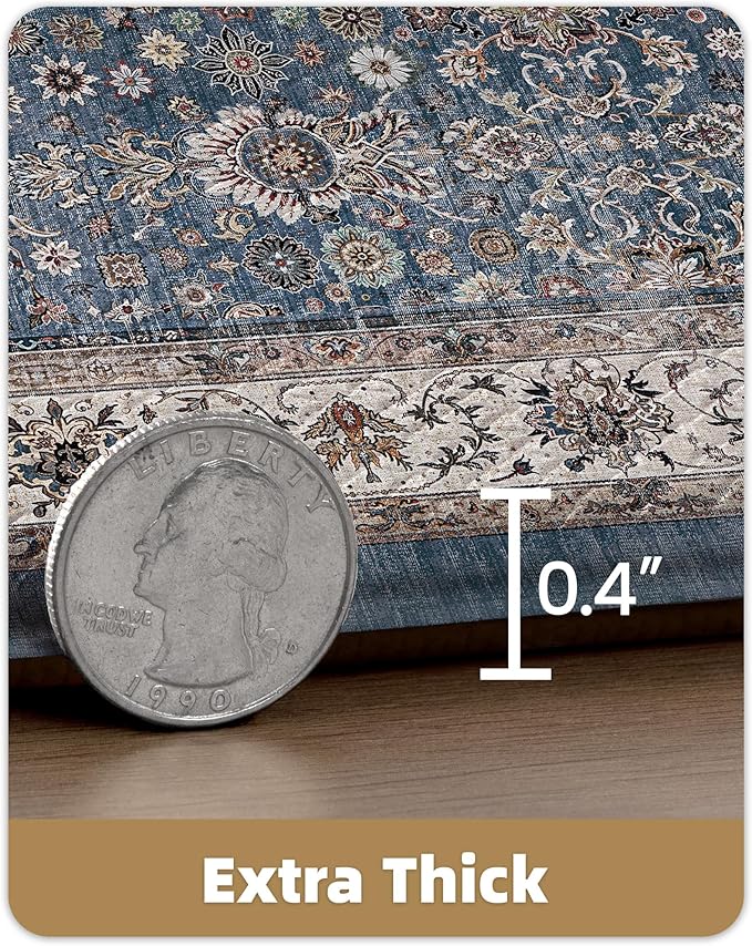 Color&Geometry Anti Fatigue Kitchen Mats for Floor 24x59, Vintage Decor, Easy Clean, Waterproof & Oil Proof, 0.4" Thick Cushioned, Non-Slip Kitchen Runner Rug for Sink, Laundry, Office, Blue