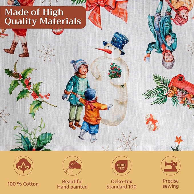 Maison d' Hermine Table Cloth Round Table 100% Cotton 63 Inches Fall Tablecloth Reusable Everyday Use for Thanksgiving Christmas Decorations Dining Farmhouse Party (Chromo)