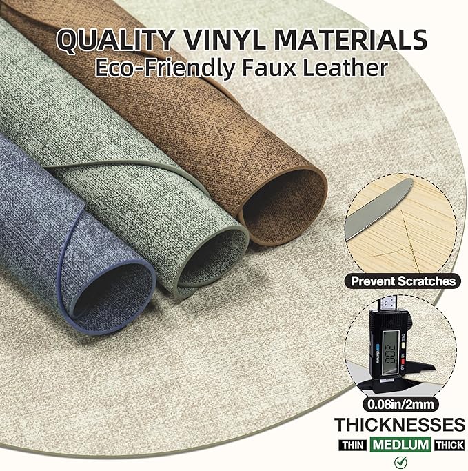 15 inch Faux Leather Round Placemats Set of 4 Non-Slip Washable Wipeable Table Mats, Heat Resistant Waterproof Oilproof Place Mats for Kitchen, Dining, Party, Indoor, Outdoor Beige