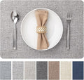 Faux Leather Placemats Set of 4 Vinyl Washable Wipeable Table Mats for Kitchen Dining Table Heat Resistant Waterproof Modern Indoor/Outdoor Placemats Non-Slip Easy Clean Place Mats (Mid Gray)