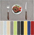 Blue Forest Placemats Set of 4, Dual-Layered Thickened Faux Linen Table Mats Heat Resistant Machine Washable Wrinkle Free Place Mats for Kitchen Dining Outdoor/Indoor (Light Grey)