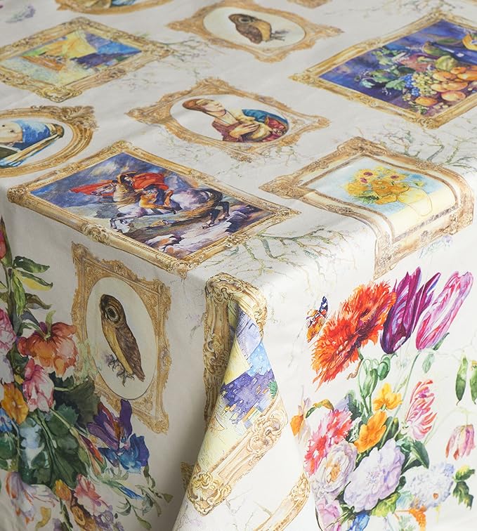 Maison d' Hermine Table Cloth Rectangle Table 100% Cotton 60 x 120 Inches Tablecloth Reusable Decorative for Dining Room Farmhouse Home Valentines Day Decorations Spring Summer - Masterpiece