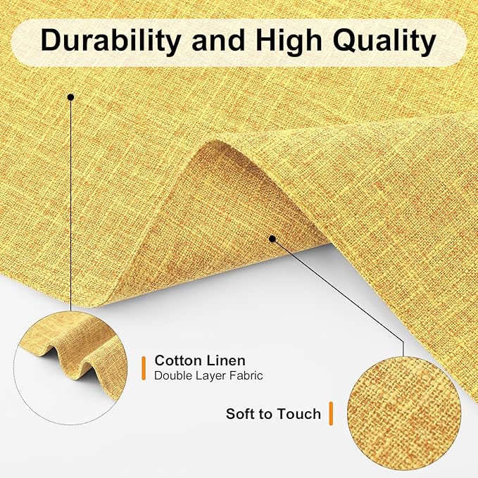 Homaxy Cloths Placemats for Dining Table Set of 6, Heat Resistant Washable Cotton Linen Blend Table Mats, Place Mats for Indoor Outdoor Party Kitchen Decoration, 13" x 19", Mustard Yellow