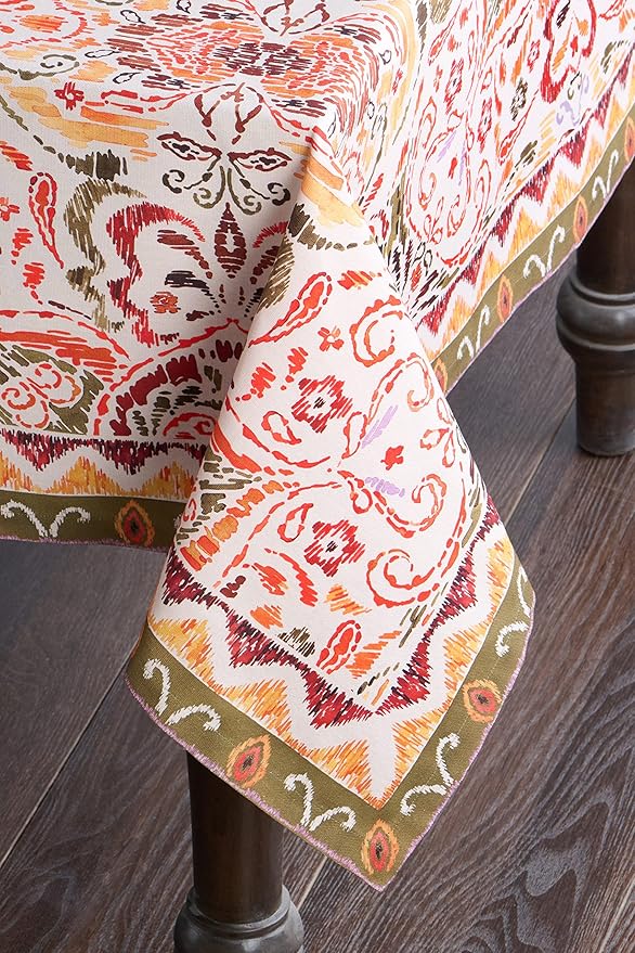 Maison d' Hermine Table Cloth Square Table 100% Cotton 54 x 54 Inches Fall Tablecloth Reusable Everyday Use for Thanksgiving Christmas Decorations Dining Farmhouse Party (Damask)