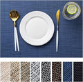 LEXMORE Placemats Set of 8 Vinyl/Plastic Woven Place Mats for Kitchen Table Indoor/Outdoor Washable Placemat Wipeable Dining Table Mats(Navy Blue)