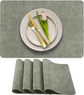More Décor Faux Leather Placemats Set of 4 for Dining Table – Waterproof, Wipeable, Washable, Stain & Heat Resistant, Non-Slip Table Mats – 12 X 17 Inch, Light Grey