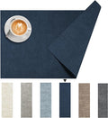 DOLOPL Placemats Set of 6, Reversible Wipeable & Heat Resistant Place Mats, Modern Faux Leather Table Mats for Kitchen, Neutral Washable Tablemats for Dining Table Decor, Wedding, Party(Navy Blue)