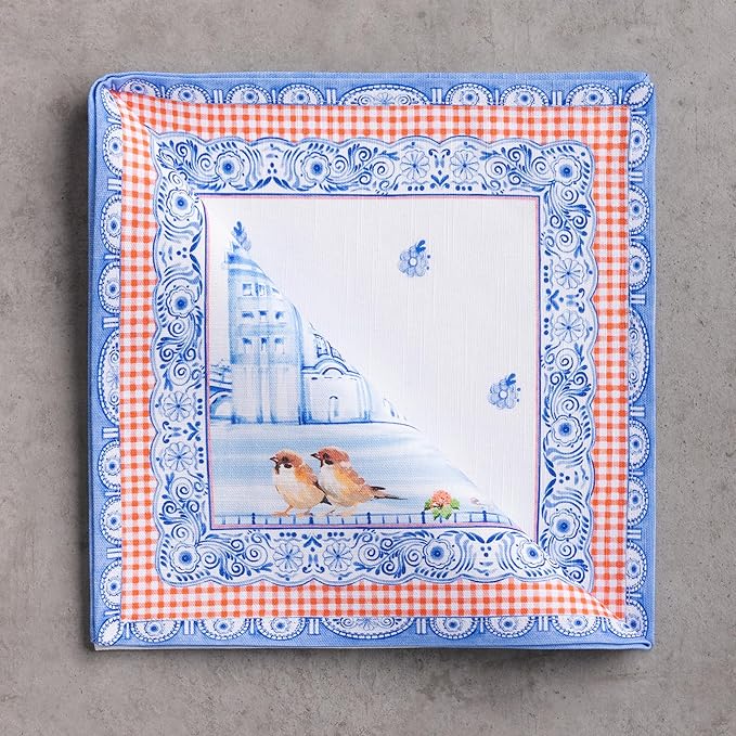 Maison d' Hermine Cloth Napkins Set of 4 100% Cotton Everyday Reusable Square Napkins Cloth Washable Dinner Wedding Restaurant Valentines Day Decorations Spring/Summer (Amsterdam Canals, 20" x 20")