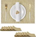 Leetaltree Gold Placemats Set of 12 - Heat Resistant Non-Slip Place mats for Dining Table, Washable Durable PVC Vinyl Woven Table Mats(Luxury Gold, 12)