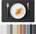 Jovono Faux Leather Placemats Set of 8, Waterproof Washable Table Mats, Easy-Clean Heat Resistant Kitchen Vinyl Place Mat for Dining Table, Restaurant, Indoor, 17.8"x11.8", Black