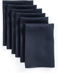 Solino Home Navy Blue Linen Napkins Set of 6-100% Pure Linen Dinner Napkins 20 x 20 Inch for Winter, Spring, Easter - Fete