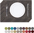 Placemats by Kevin Textile Set of 4 Heat Resistant Dining Table Place Mats Kitchen Table Mats, 13" x 19", Black Gold
