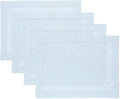 Solino Home Linen Placemats Set of 4 - Classic Hemstitch Light Blue Placemats 14 x 19 Inch - 100% Pure Linen Table Mats for Winter, Spring, Easter