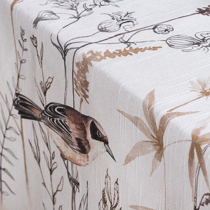 Maison d' Hermine Table Cloth Rectangle Table 100% Cotton 70 x 108 Inches Tablecloth Reusable Decorative for Dining Room Farmhouse Home Valentines Day Decorations Spring Summer- Meadow Florals - Brown