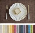 Softalker Faux Linen Placemats Set of 8-12 x 18 Inch, Heat Resistant Double Layered Durable Burlap Farmhouse Place Mats, Non-Slip Washable Rustic Table Mats for Dining, Kitchen, Party（Dark Brown