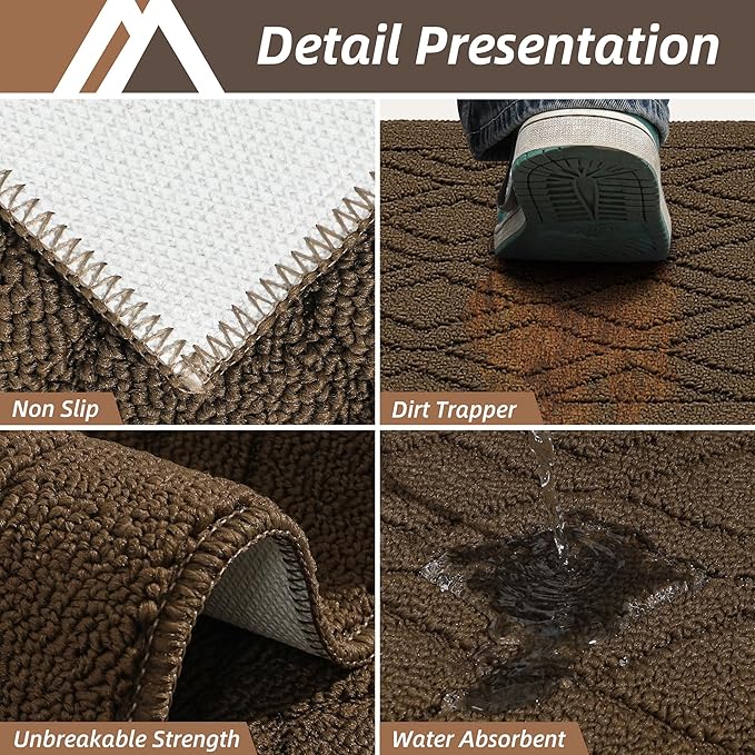 COSY HOMEER-Kitchen-Rugs-and-Mats 20"x48" Non Slip Kitchen Mats for Floor Absorbent Washable Kitchen Runner Standing Floor Mat for Sink Mat,Entry,Laundry,Polypropylene,Brown