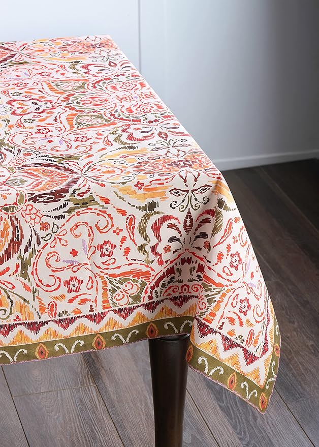 Maison d' Hermine Table Cloth Rectangle Table 100% Cotton 70 x 108 Inches Fall Tablecloth Reusable Everyday Use for Thanksgiving Christmas Decorations Dining Farmhouse Party (Damask)