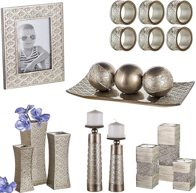 Creative Scents Dublin Silver Napkin Rings Set of 6 - Elegant Dining Table Decor Napkin Holder Rings - Table Setting Decorations for Thanksgiving, Fall, Holiday Dinner