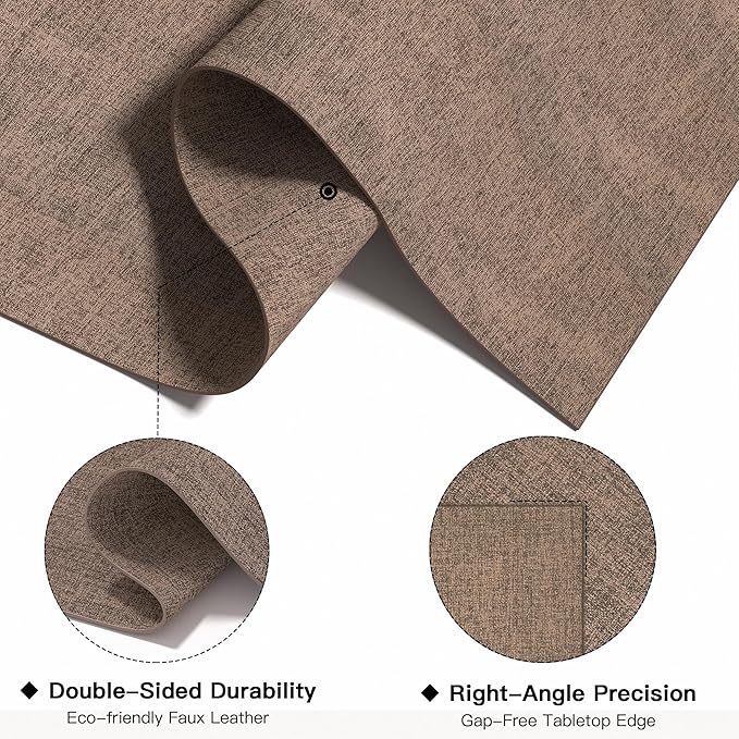 DOLOPL Fall Placemats Set of 4, Reversible Wipeable & Heat Resistant Place Mats, Modern Faux Leather Table Mats for Kitchen, Neutral Waterproof Tablemats for Dining Table Decor, Wedding, Party(Brown)