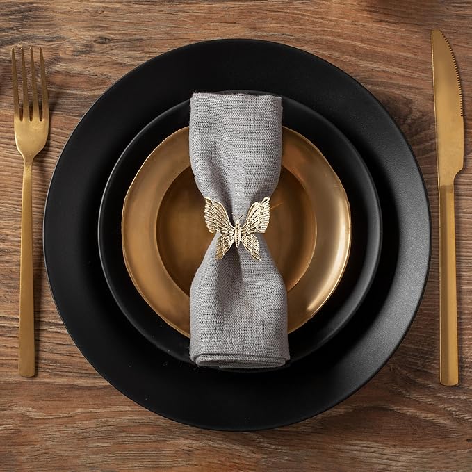 Decozen Set of 8 Gold Napkin Rings in Butterfly Design Festive Table Decor Setting for Holiday Wedding, Birthday, Kitchen, Home Decor Housewarming Gift - Mothers Day Decorations