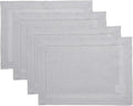 Solino Home Linen Placemats Set of 4 - Classic Hemstitch Soft Grey Placemats 14 x 19 Inch - 100% Pure Linen Table Mats for Winter, Spring, Easter