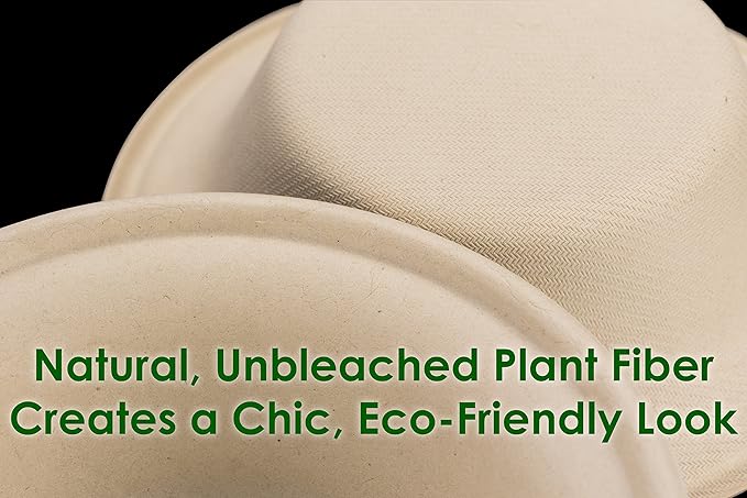 Durable Biodegradable Leak-Proof Disposable Bowls 50 Pk. Sturdy Plant-Based Gluten-Free Compostable Wheatstraw Fiber Container, Eco-Friendly Microwavable and Safe for Hot Cold or Pet Foods.