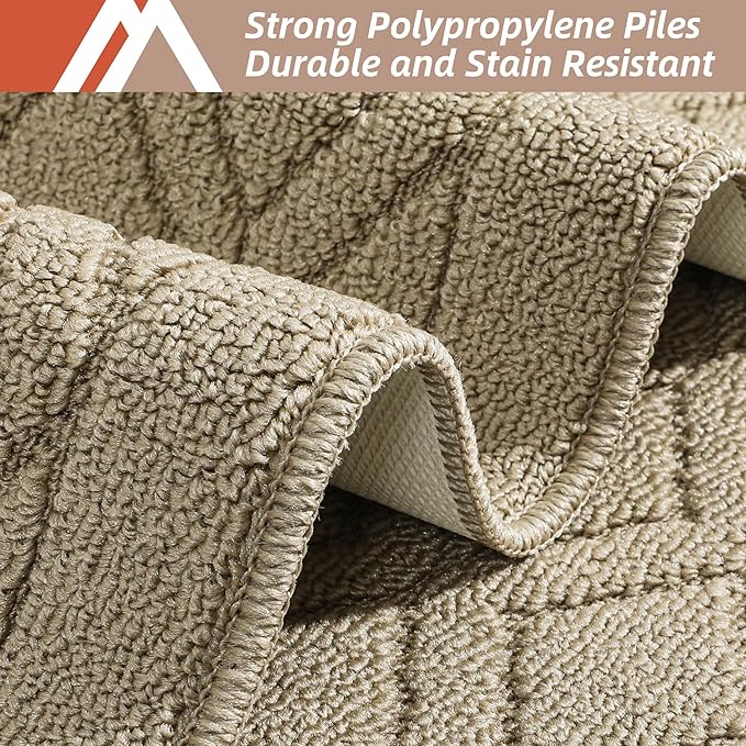 COSY HOMEER-Kitchen-Rugs-and-Mats 20"x48" Non Slip Kitchen Mats for Floor Absorbent Washable Kitchen Runner Standing Floor Mat for Sink Mat,Entry,Laundry,Polypropylene,Beige