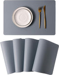 Wipeable Placemats Leather Table Mats Waterproof Heat-Resistant Easy to Clean for Dining Table Set Kitchen Table (4, Pale Blue)