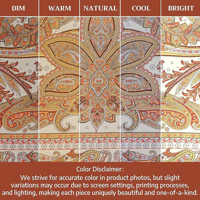 Maison d' Hermine Table Cloth Rectangle Table 100% Cotton 60 x 108 Inches Tablecloth Reusable Decorative Everyday Use for Dining Room, Farmhouse, Home, Party, Festive & Wedding - Kashmir Paisley
