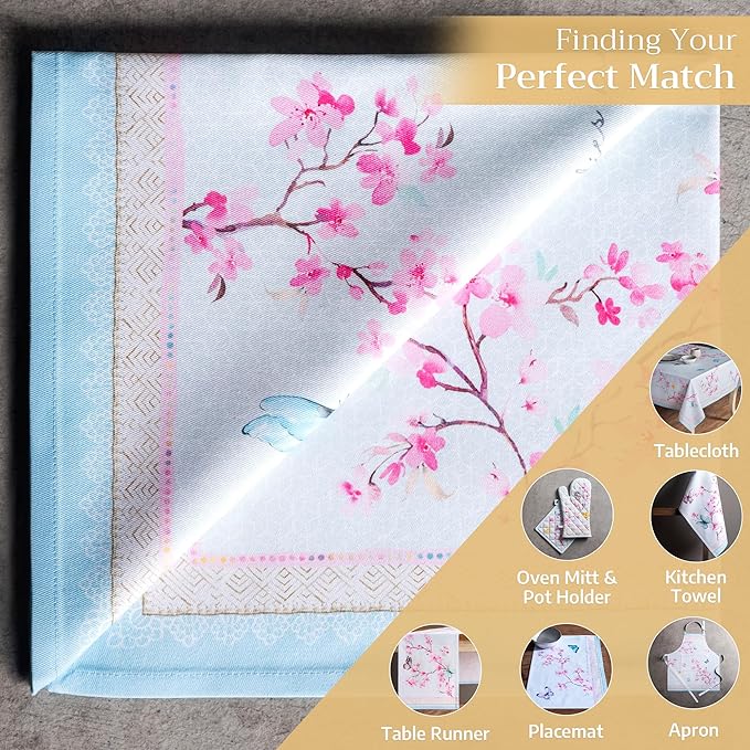 Maison d' Hermine Cloth Napkins Set of 4 100% Cotton Everyday Reusable Square Napkins Cloth Washable Dinner Wedding Restaurant Valentines Day Decorations Spring/Summer (Blossoms in Spring, 20" x 20")