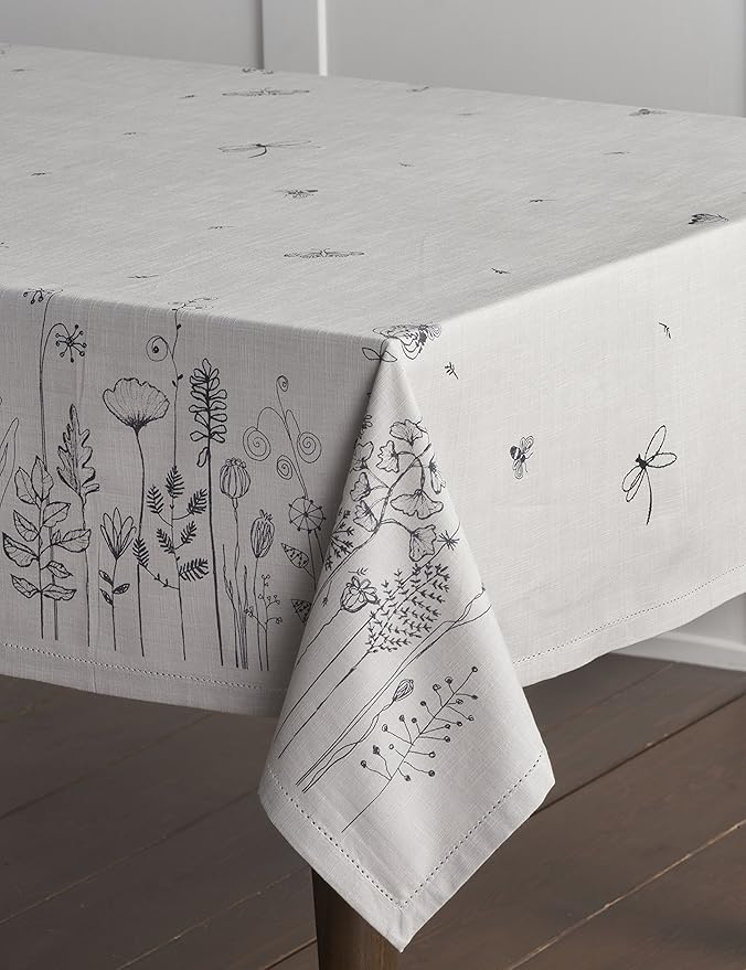 Maison d' Hermine Table Cloth Rectangle Table 100% Cotton 60 x 120 Inches Tablecloth Reusable Decorative for Dining Room Farmhouse Home Valentines Day Decorations Spring Summer - Flore