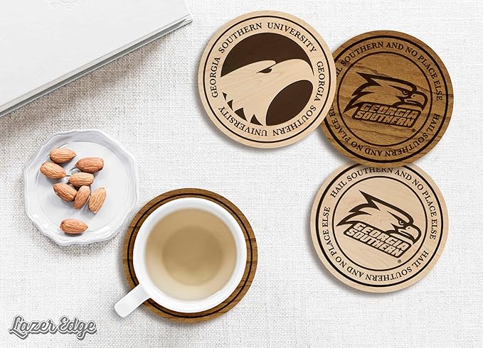 LazerEdge Georgia Southern Eagles Wooden Coaster Set - Maple Wood - Officially Licensed Product - 4-Pack