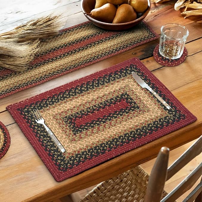 Homespice Highland Dining Placemats, Warm Cabin and Country Decor, Set of 6, Multicolor - 13x19 Rectangle Table Mats - Vibrant Colors, Durable, Easy to Clean and Protects Furniture