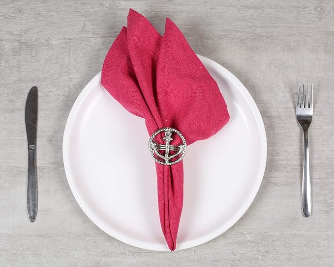 ALPHA Living HOME Elegant Napkin Rings Set of 12 - Crafted Lightweight with Antique Finish, Ideal Décor for Weddings, Family Gatherings, Formal Dinners, Banquets & Everyday Dining (Silver)