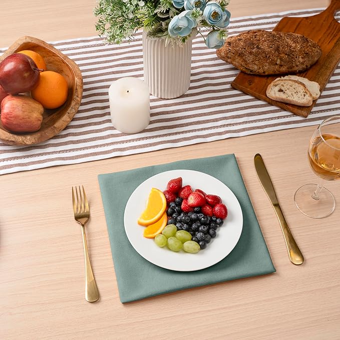 Blue Needles Solid Cloth Napkins Set of 12 Hunter Green 100% Cotton Dinner Napkins 18x18 inches - Soft, Reusable, Absorbent & Washable Linen, Ideal for Wedding Events, Parties & Everyday Use