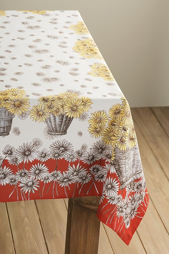 Maison d' Hermine Table Cloth Rectangle Table 100% Cotton 60 x 108 Inches Fall Tablecloth Reusable Everyday Use for Thanksgiving Christmas Decorations Dining Farmhouse Party (Bagatelle)