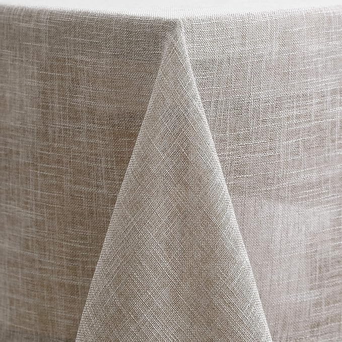 maxmill Flaxy Faux Linen Table Cloth with 2-Tone Slubby Texture Wrinkle Resistant Anti-Shrink Soft Tablecloth for Kitchen Dining Tabletop for Buffet Banquet Parties Rectangle 60 x 140 Inch Linen
