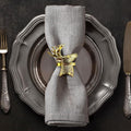Decozen Set of 4 Gold Napkin Rings in Stag Design, Festive, Table Decor Setting for Holiday, Wedding, Birthday, Kitchen, Home Decor, Housewarming Gift - Thanksgiving & Christmas Gift Decoration