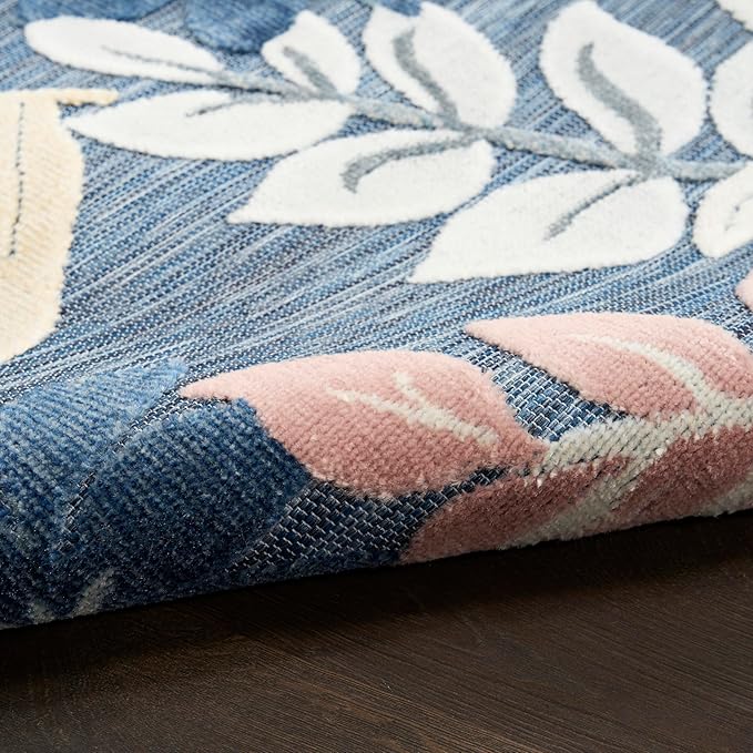 Nourison Home Suncoast Denim Multi 7'10" x 9'10" Area Rug - Easy Clean, Non Shedding, Bed Room, Living Room, Dining Room, Kitchen (8' x 10')