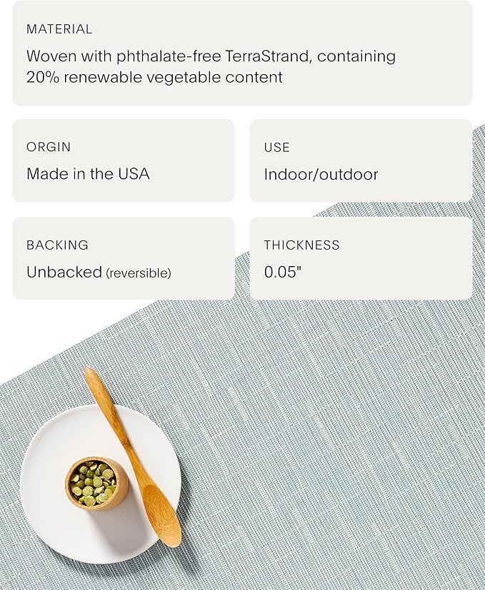 Chilewich Bamboo Placemats Set of 4 - Woven Oval Placemats - Reusable, Stain-Resistant, Indoor/Outdoor Tabletop Protection - 19" x 14" - Seaglass