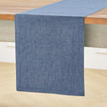 Solino Home Linen Table Runner 36 Inches - 100% Pure Linen Blue Denim Table Runner 14 x 36 Inch Ideal for Dresser and Coffee Tables - Athena, Winter, Spring, Easter
